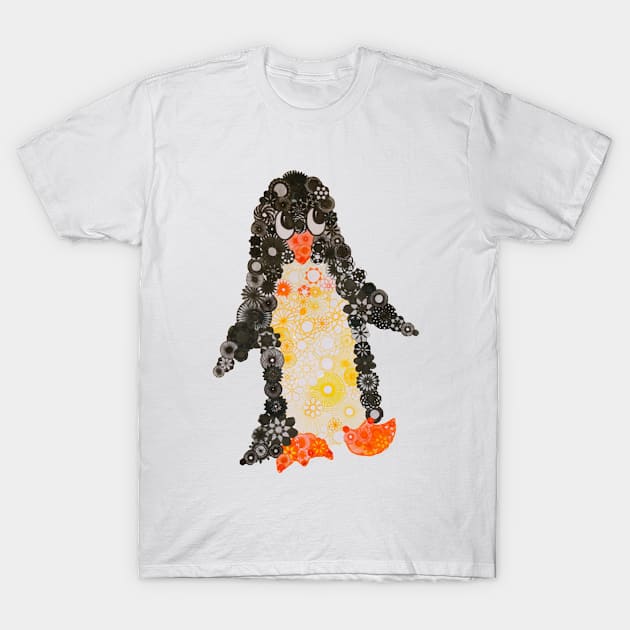 Spirograph Penguin: a Patterned Spirograph Collage T-Shirt by RachelEDesigns